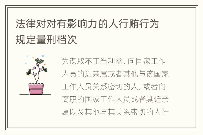 法律对对有影响力的人行贿行为规定量刑档次