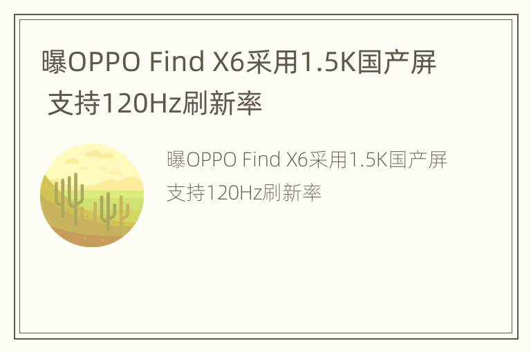 曝OPPO Find X6采用1.5K国产屏 支持120Hz刷新率