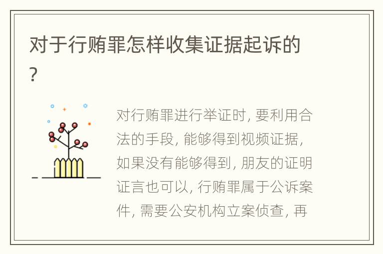 对于行贿罪怎样收集证据起诉的？