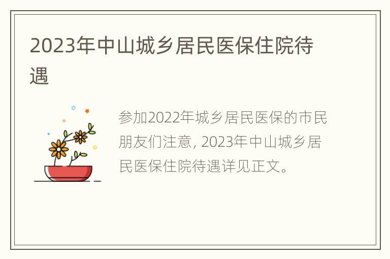 2023年中山城乡居民医保住院待遇