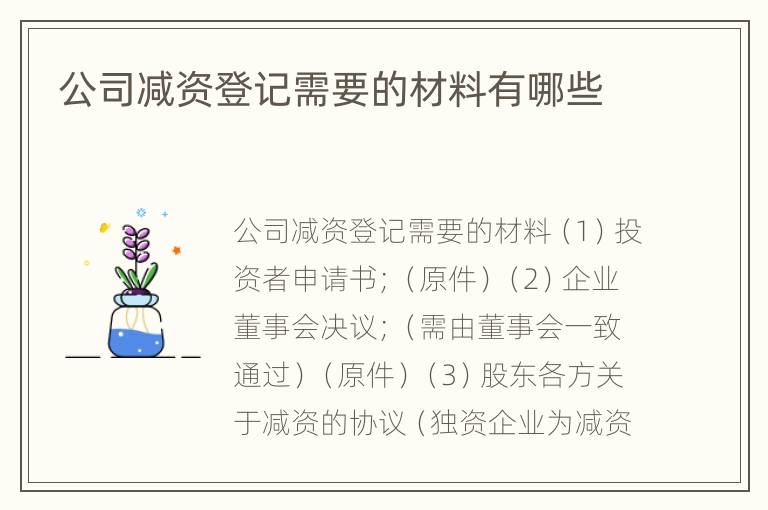 公司减资登记需要的材料有哪些