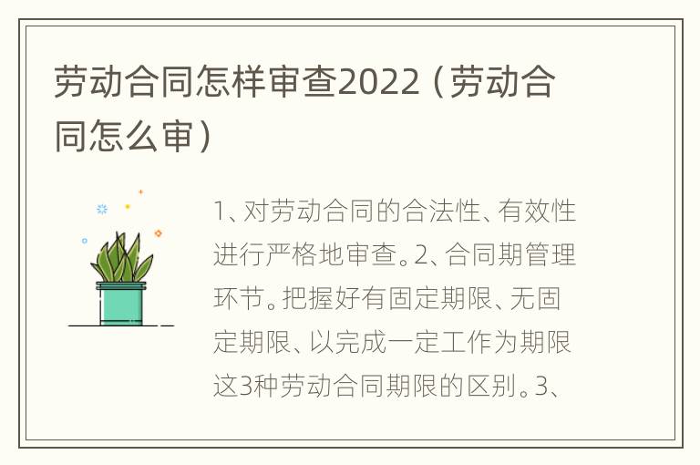 劳动合同怎样审查2022（劳动合同怎么审）