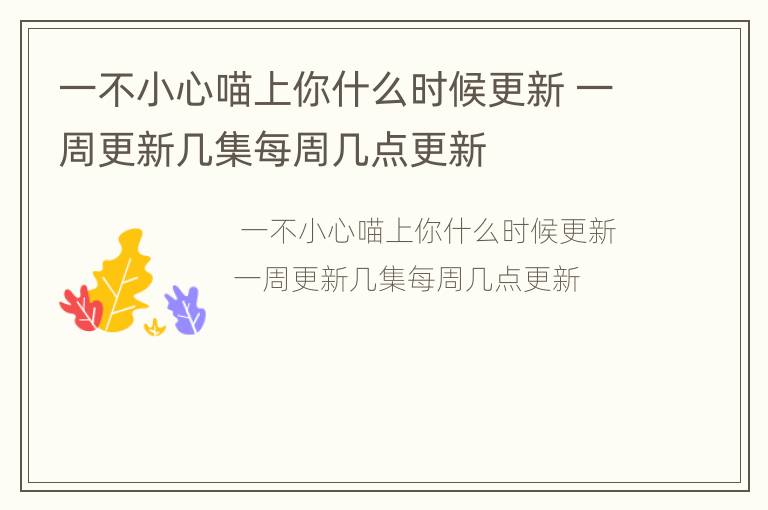 一不小心喵上你什么时候更新 一周更新几集每周几点更新