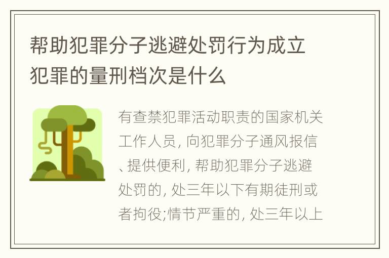 帮助犯罪分子逃避处罚行为成立犯罪的量刑档次是什么