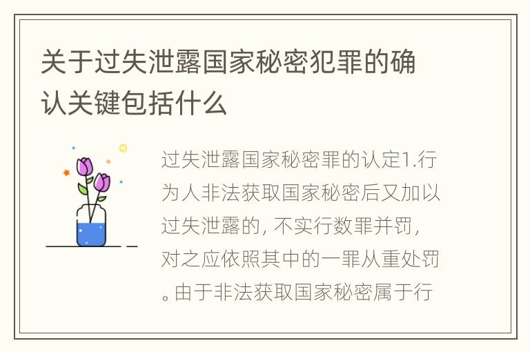 关于过失泄露国家秘密犯罪的确认关键包括什么