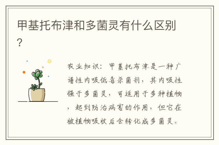 甲基托布津和多菌灵有什么区别?