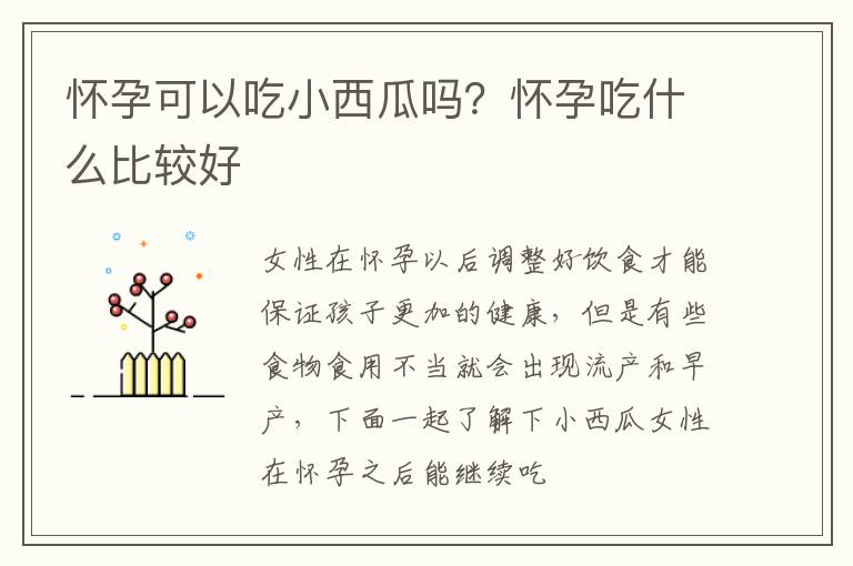怀孕可以吃小西瓜吗？怀孕吃什么比较好