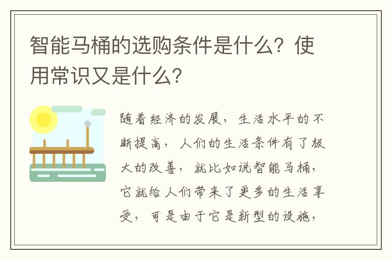 智能马桶的选购条件是什么？使用常识又是什么？