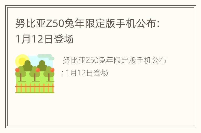 努比亚Z50兔年限定版手机公布：1月12日登场
