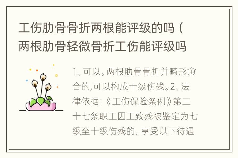 工伤肋骨骨折两根能评级的吗（两根肋骨轻微骨折工伤能评级吗）