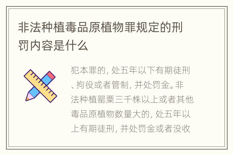 非法种植毒品原植物罪规定的刑罚内容是什么