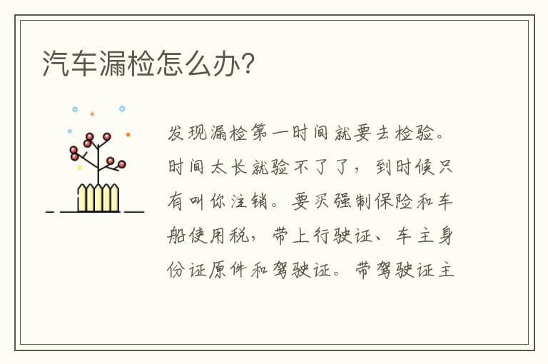 汽车漏检怎么办？
