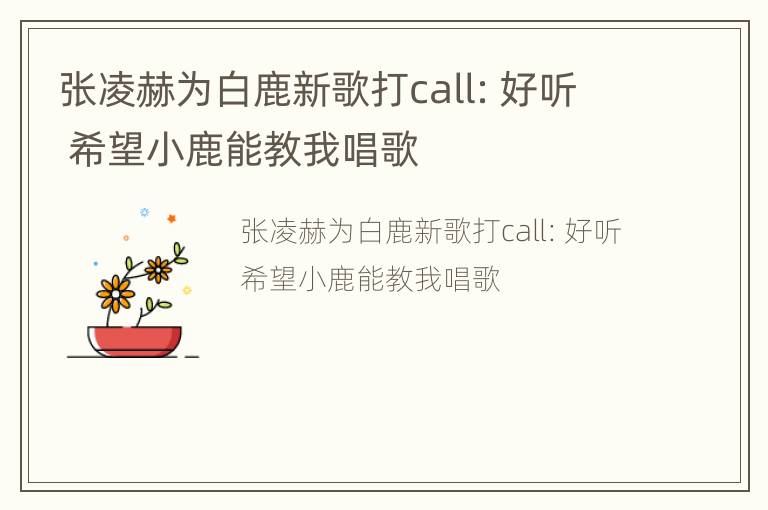 张凌赫为白鹿新歌打call：好听 希望小鹿能教我唱歌