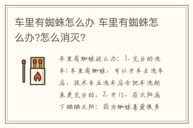 车里有蜘蛛怎么办 车里有蜘蛛怎么办?怎么消灭?