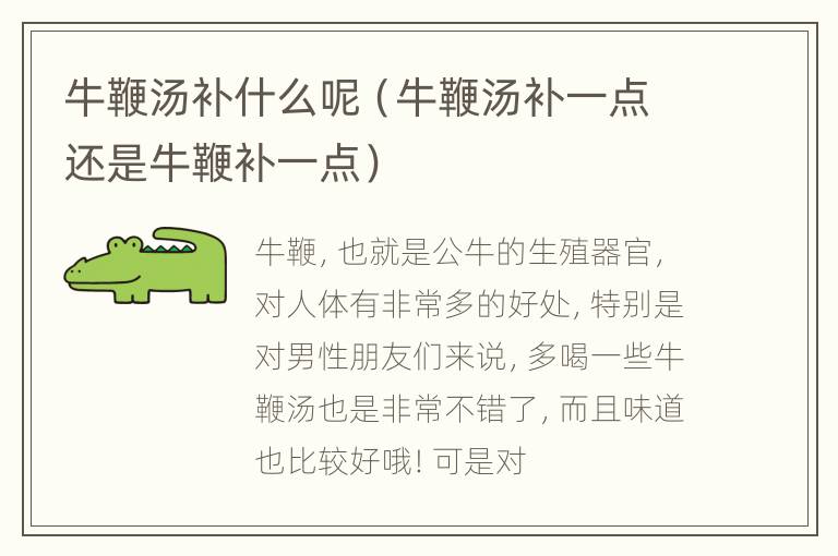 牛鞭汤补什么呢（牛鞭汤补一点还是牛鞭补一点）