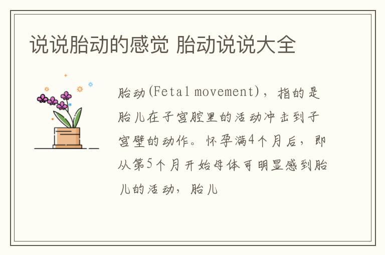 说说胎动的感觉 胎动说说大全