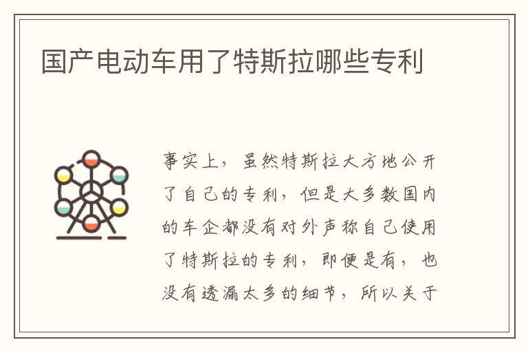 国产电动车用了特斯拉哪些专利