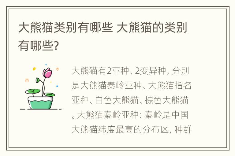 大熊猫类别有哪些 大熊猫的类别有哪些?