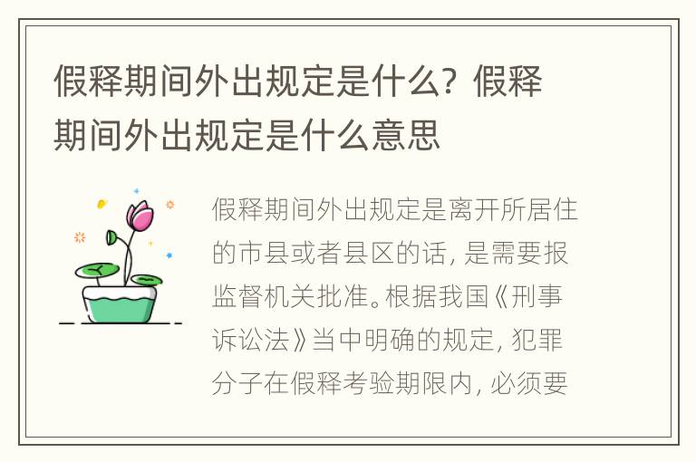 假释期间外出规定是什么？ 假释期间外出规定是什么意思