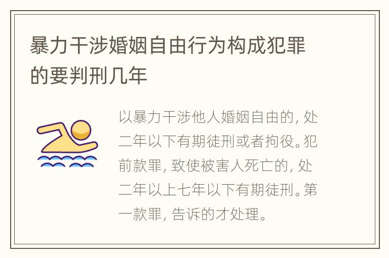 暴力干涉婚姻自由行为构成犯罪的要判刑几年