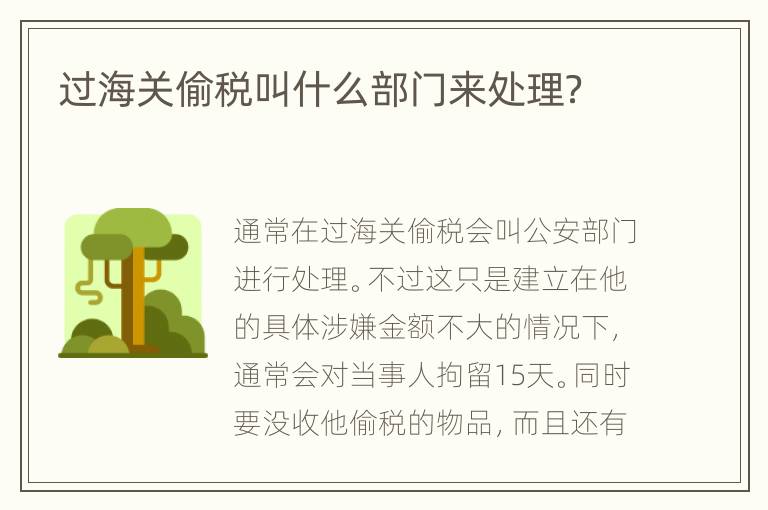过海关偷税叫什么部门来处理？