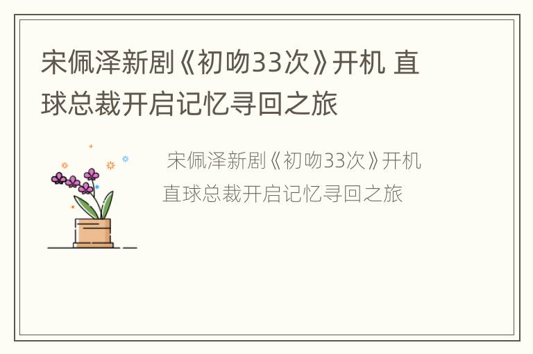 宋佩泽新剧《初吻33次》开机 直球总裁开启记忆寻回之旅