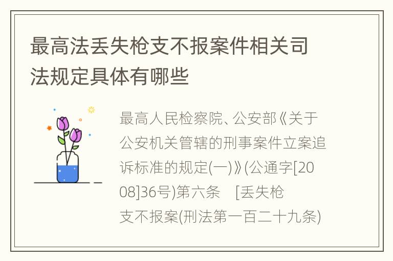 最高法丢失枪支不报案件相关司法规定具体有哪些