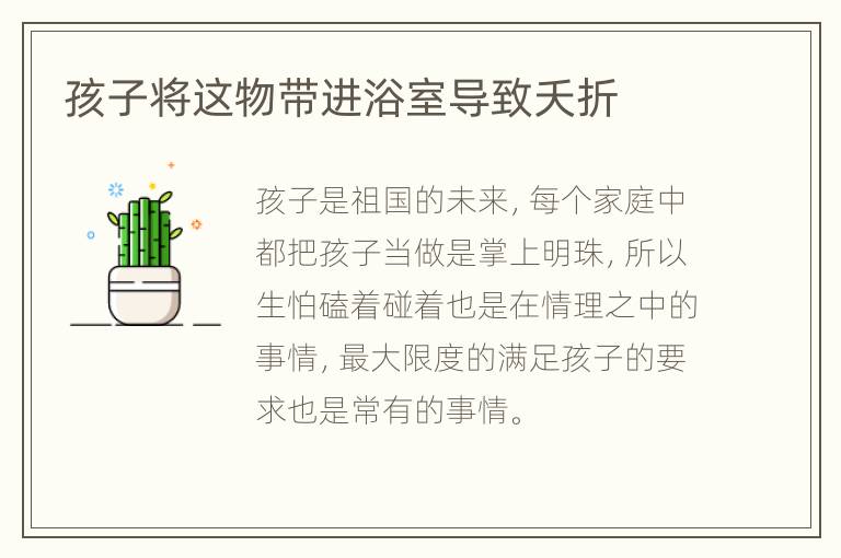 孩子将这物带进浴室导致夭折
