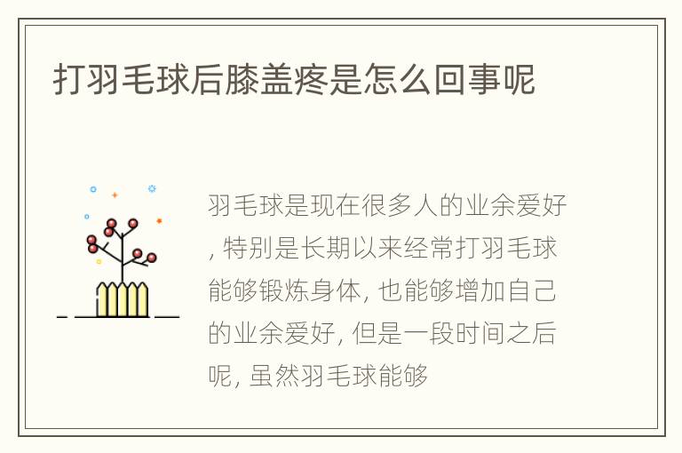 打羽毛球后膝盖疼是怎么回事呢