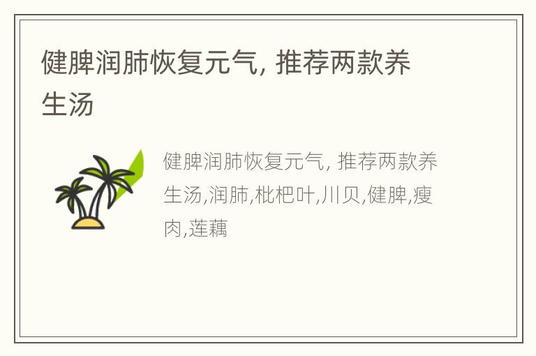健脾润肺恢复元气，推荐两款养生汤