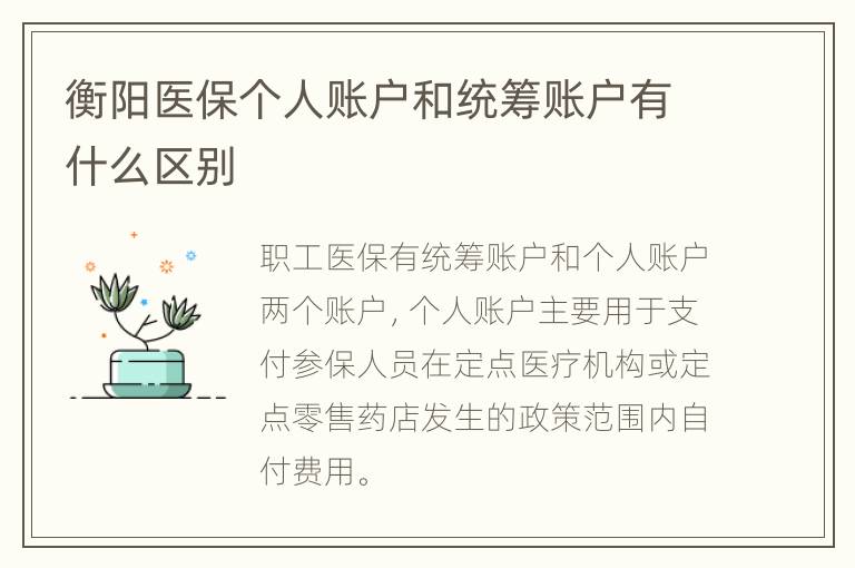 衡阳医保个人账户和统筹账户有什么区别