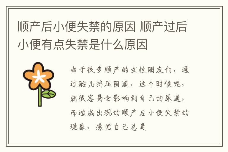 顺产后小便失禁的原因 顺产过后小便有点失禁是什么原因