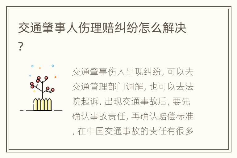 交通肇事人伤理赔纠纷怎么解决？
