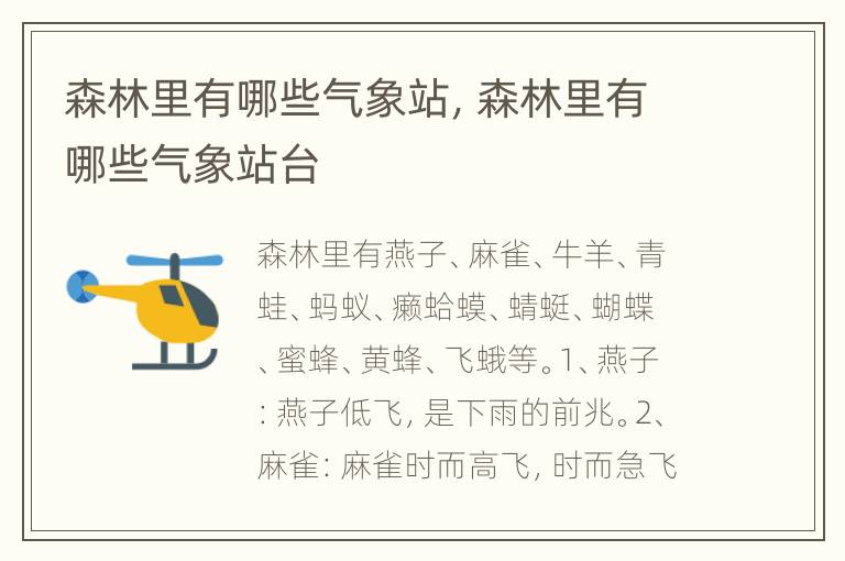 森林里有哪些气象站，森林里有哪些气象站台