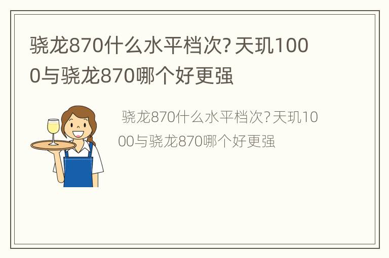 骁龙870什么水平档次？天玑1000与骁龙870哪个好更强