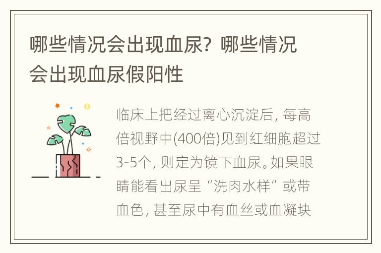 哪些情况会出现血尿？ 哪些情况会出现血尿假阳性