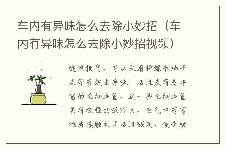 车内有异味怎么去除小妙招（车内有异味怎么去除小妙招视频）