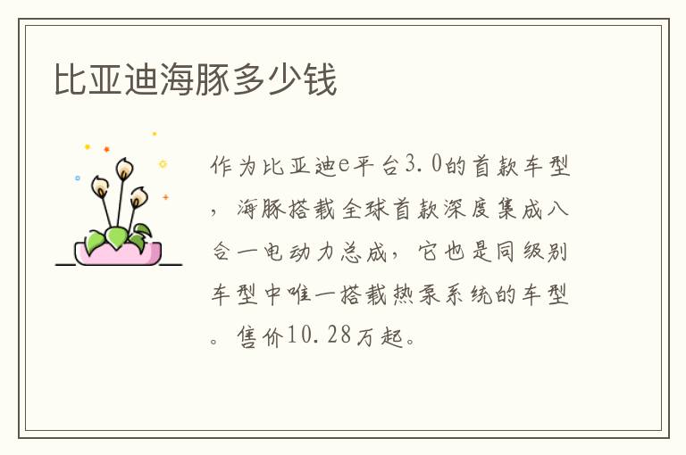 比亚迪海豚多少钱