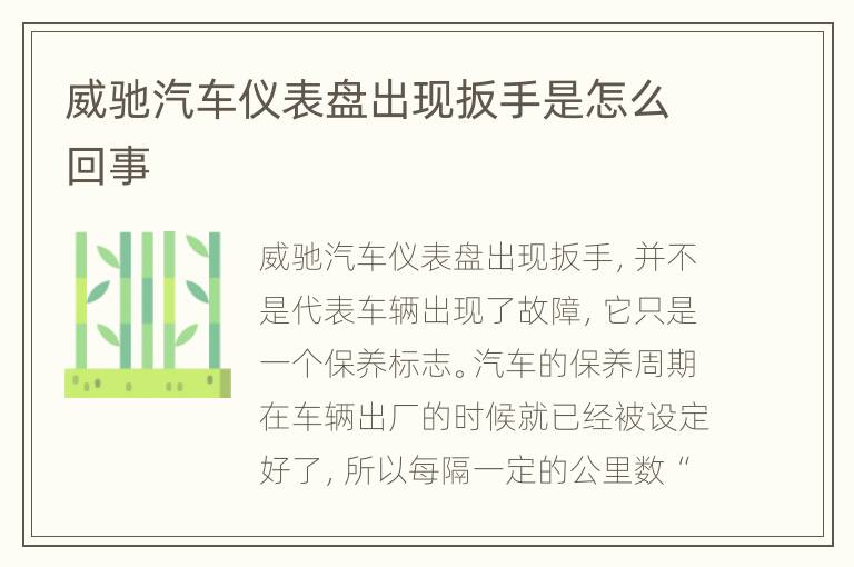 威驰汽车仪表盘出现扳手是怎么回事