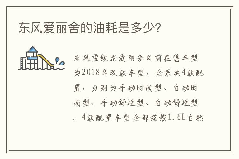 东风爱丽舍的油耗是多少？