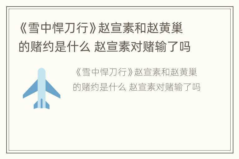 《雪中悍刀行》赵宣素和赵黄巢的赌约是什么 赵宣素对赌输了吗