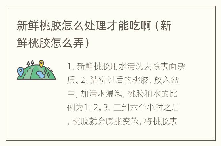 新鲜桃胶怎么处理才能吃啊（新鲜桃胶怎么弄）