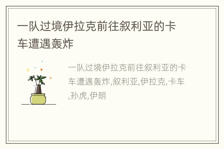 一队过境伊拉克前往叙利亚的卡车遭遇轰炸