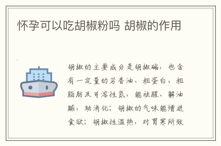 怀孕可以吃胡椒粉吗 胡椒的作用