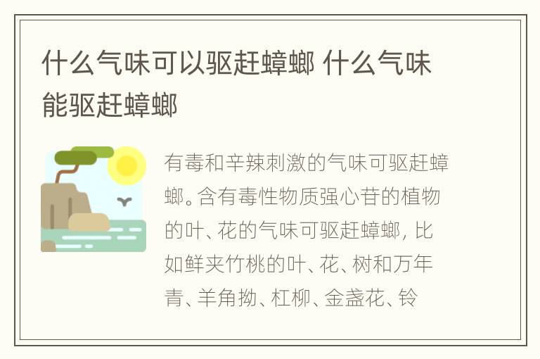 什么气味可以驱赶蟑螂 什么气味能驱赶蟑螂