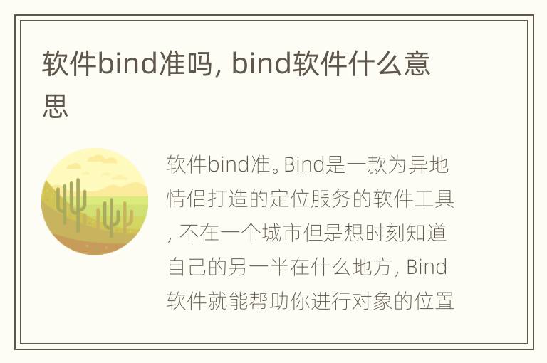 软件bind准吗，bind软件什么意思