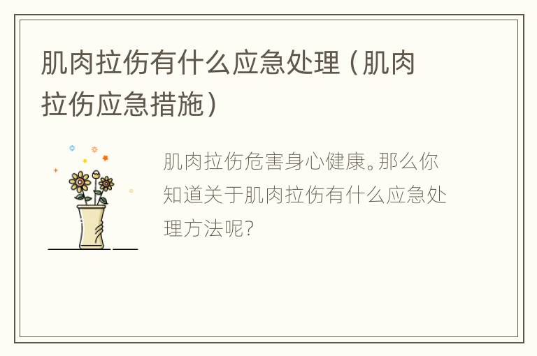 肌肉拉伤有什么应急处理（肌肉拉伤应急措施）