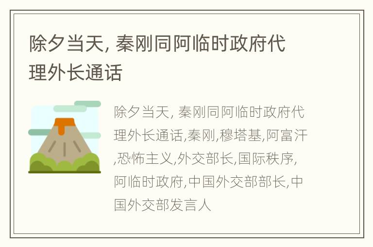 除夕当天，秦刚同阿临时政府代理外长通话