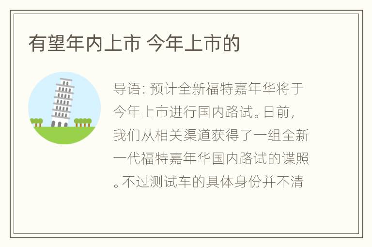 有望年内上市 今年上市的
