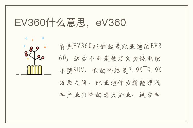 EV360什么意思，eV360